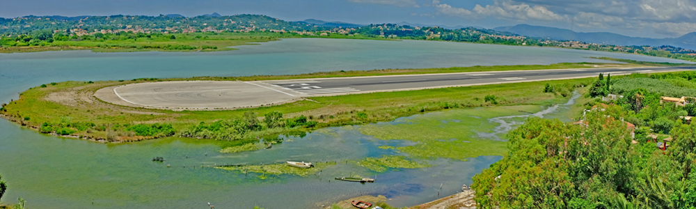 Kanoni Flughafen Landebahn Panorama